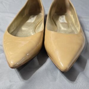Jimmy Choo Nude Patent Pointed-Toe Flats